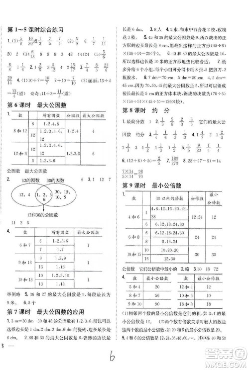 吉林人民出版社2021小学题帮五年级下册数学人教版参考答案