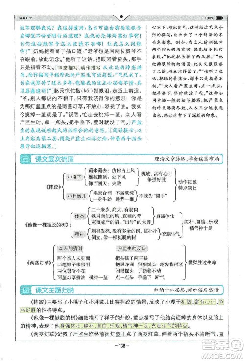 浙江教育出版社2021全易通五年级下册语文人教版参考答案