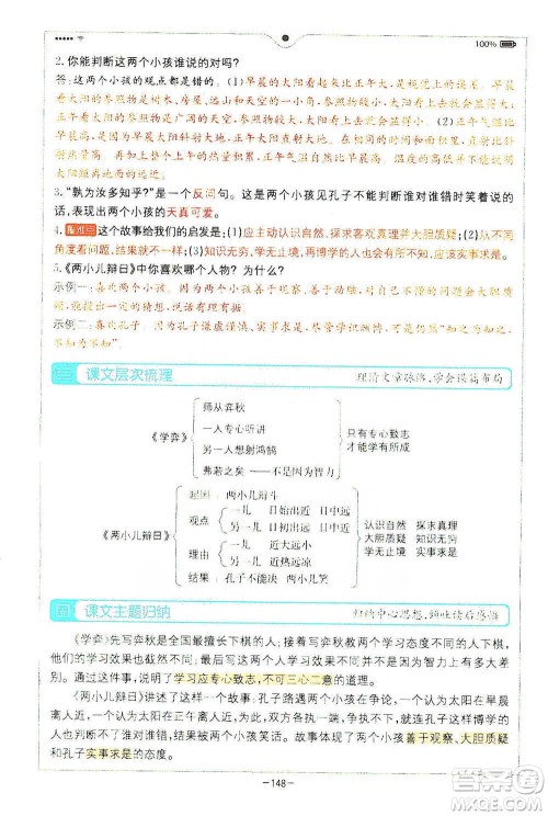 浙江教育出版社2021全易通六年级下册语文人教版参考答案