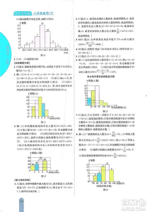 吉林人民出版社2021尖子生学案八年级下册数学苏科版参考答案
