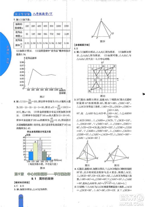 吉林人民出版社2021尖子生学案八年级下册数学苏科版参考答案