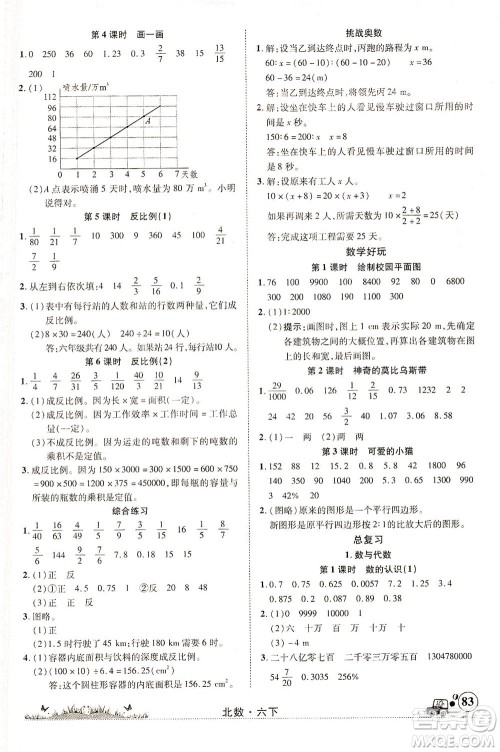 新疆青少年出版社2021英才小灵通北数六年级下册答案