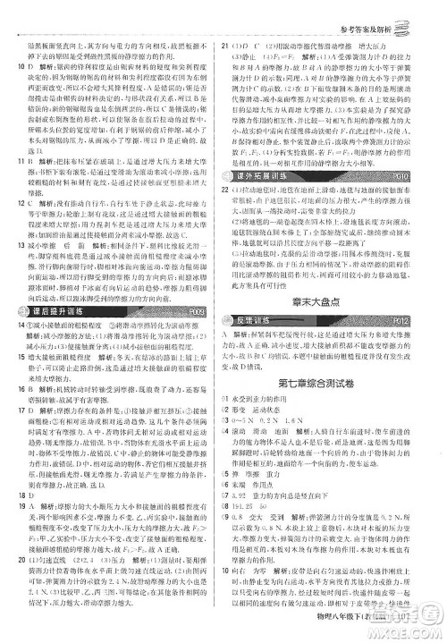 北京教育出版社2021年1+1轻巧夺冠优化训练八年级下册物理教科版参考答案
