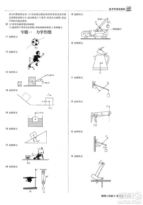 北京教育出版社2021年1+1轻巧夺冠优化训练八年级下册物理教科版参考答案