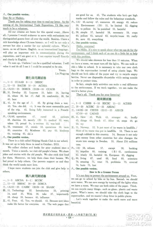 福建人民出版社2021课时提优计划作业本八年级英语下册YL译林版答案