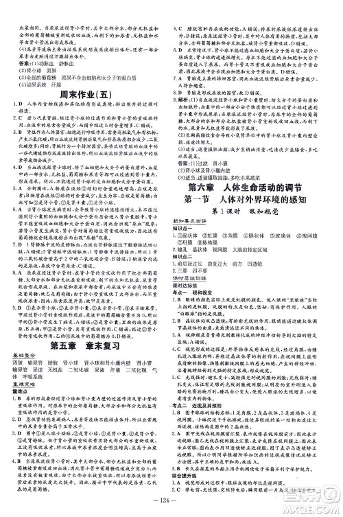 新世纪出版社2021练案课时作业本生物七年级下册人教版答案 新世纪出版社2021练案课时作业本生物七年级下册人教版答案