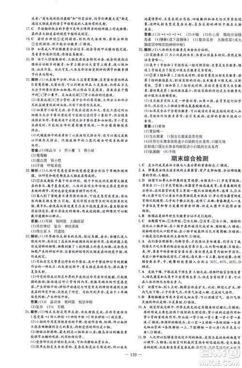 新世纪出版社2021练案课时作业本生物七年级下册人教版答案 新世纪出版社2021练案课时作业本生物七年级下册人教版答案