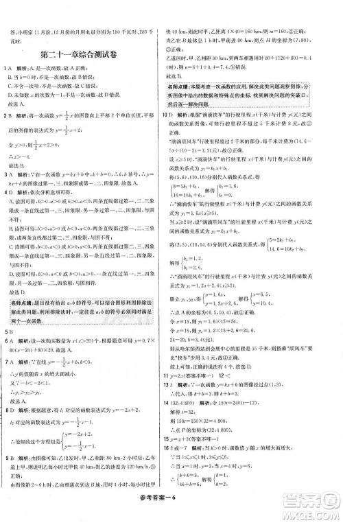 北京教育出版社2021年1+1轻巧夺冠优化训练八年级下册数学冀教版参考答案