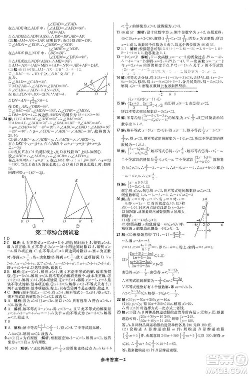 北京教育出版社2021年1+1轻巧夺冠优化训练八年级下册数学北师大版参考答案