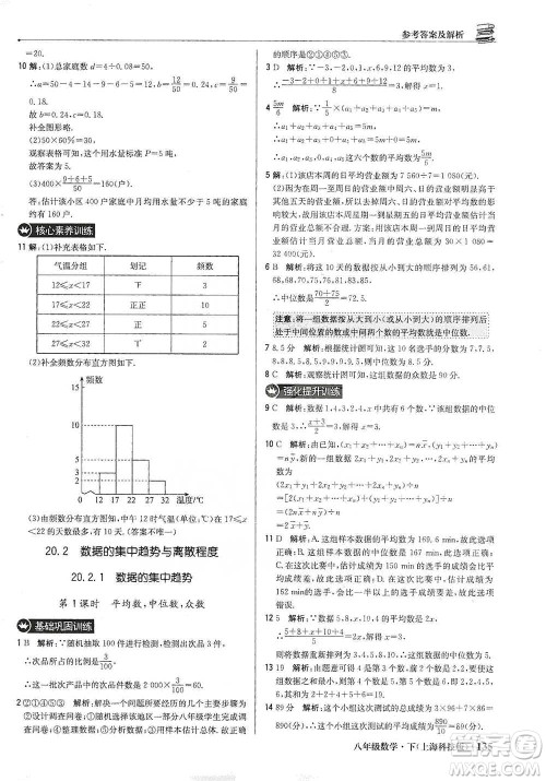 北京教育出版社2021年1+1轻巧夺冠优化训练八年级下册数学上海科技版参考答案