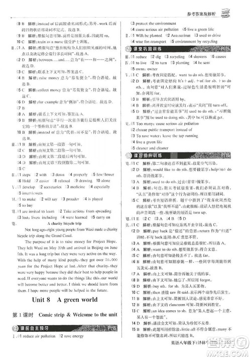 北京教育出版社2021年1+1轻巧夺冠优化训练八年级下册英语译林牛津版参考答案