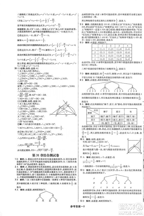 北京教育出版社2021年1+1轻巧夺冠优化训练九年级下册数学冀教版参考答案