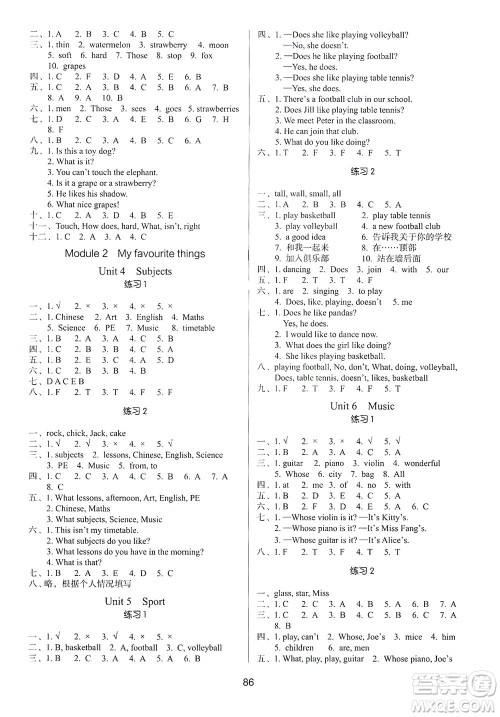 沈阳出版社2021黄冈名师天天练英语四年级下册NJSH牛津上海版答案