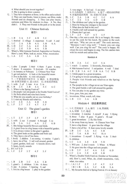 沈阳出版社2021黄冈名师天天练英语五年级下册NJSH牛津上海版答案
