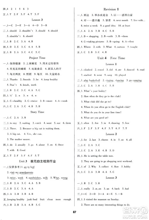 沈阳出版社2021黄冈名师天天练英语六年级下册XQD版答案