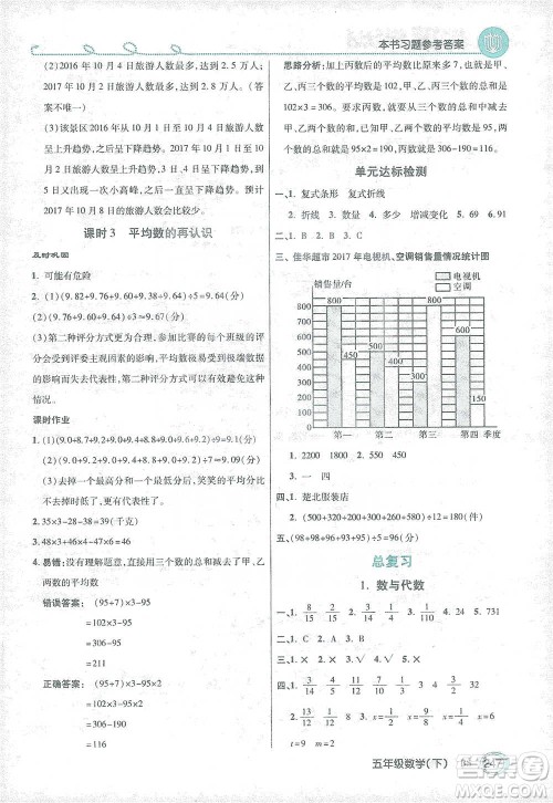 开明出版社2021倍速学习法五年级数学下册北师大版参考答案