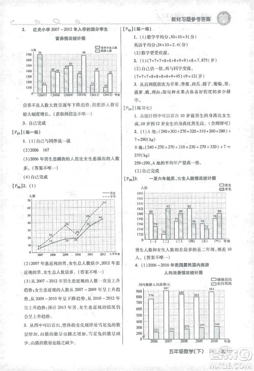 开明出版社2021倍速学习法五年级数学下册北师大版参考答案