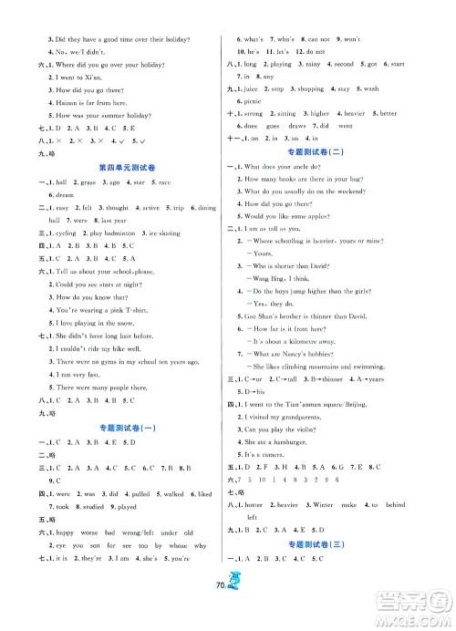 延边人民出版社2021百分金卷夺冠密题英语六年级下册人教版答案 延边人民出版社2021百分金卷夺冠密题英语六年级下册人教版答案