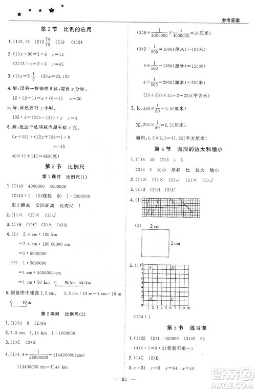 北京教育出版社2021年1+1轻巧夺冠优化训练六年级下册数学北师大版参考答案