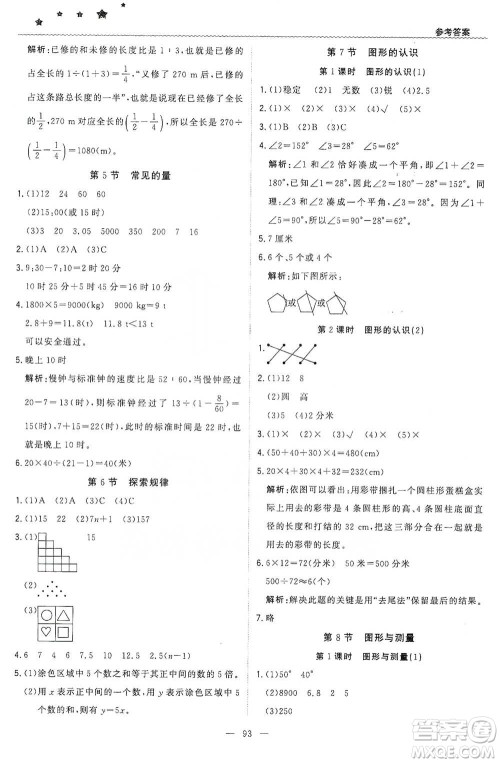 北京教育出版社2021年1+1轻巧夺冠优化训练六年级下册数学北师大版参考答案