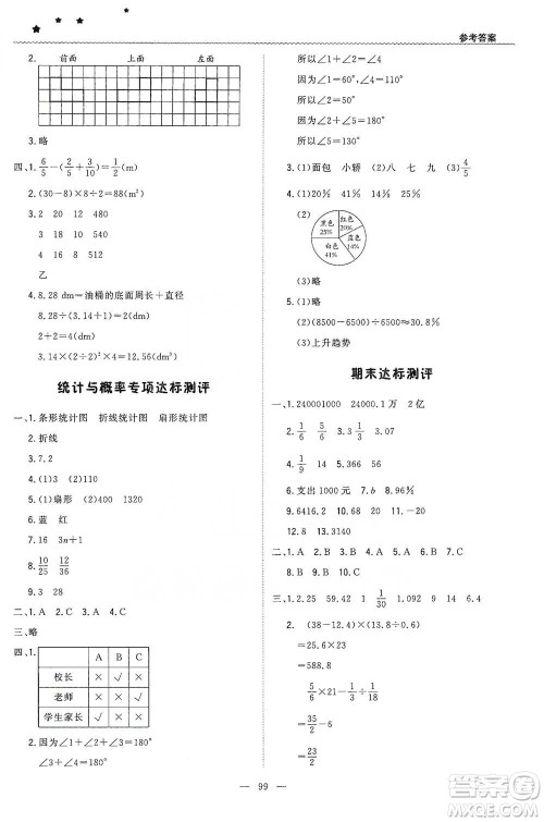 北京教育出版社2021年1+1轻巧夺冠优化训练六年级下册数学人教版参考答案