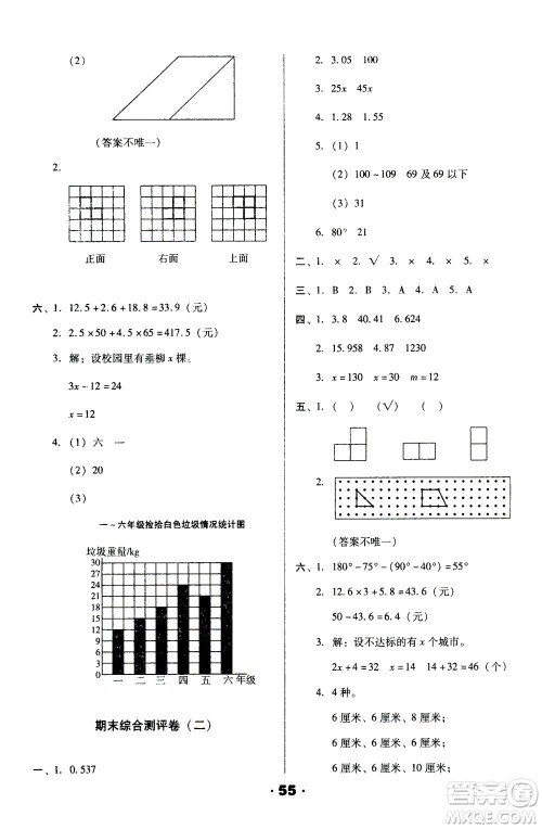 北方妇女儿童出版社2021全程考评一卷通数学四年级下册BS北师版答案