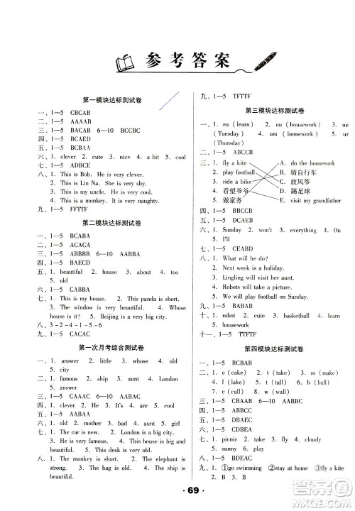 北方妇女儿童出版社2021全程考评一卷通英语三年级起点四年级下册WY外研版答案