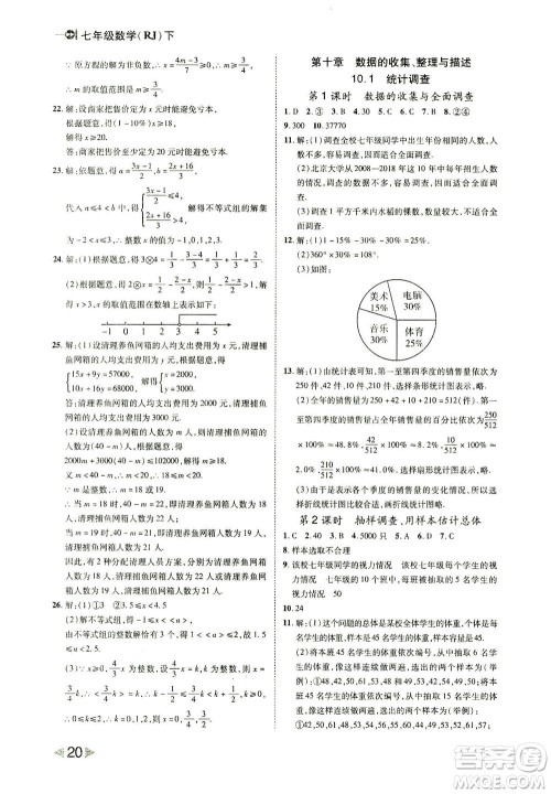 北方妇女儿童出版社2021胜券在握打好基础作业本七年级数学下册RJ人教版答案 北方妇女儿童出版社2021胜券在握打好基础作业本七年级数学下册RJ人教版答案