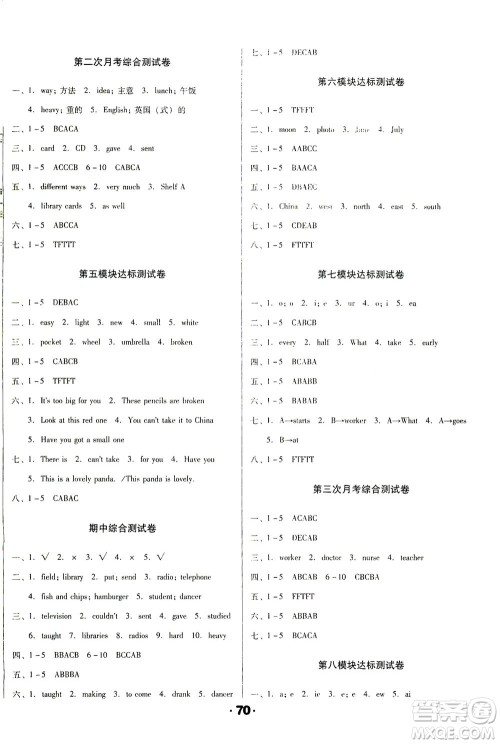 北方妇女儿童出版社2021全程考评一卷通英语三年级起点五年级下册WY外研版答案