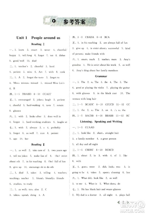 北方妇女儿童出版社2021胜券在握打好基础作业本七年级英语下册HJ沪教版答案 北方妇女儿童出版社2021胜券在握打好基础作业本七年级英语下册HJ沪教版答案