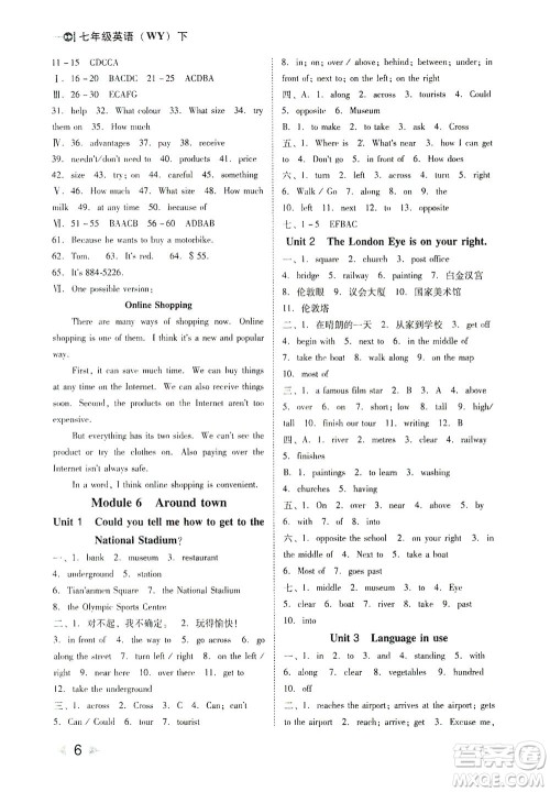 北方妇女儿童出版社2021胜券在握打好基础作业本七年级英语下册WY外研版答案 北方妇女儿童出版社2021胜券在握打好基础作业本七年级英语下册WY外研版答案