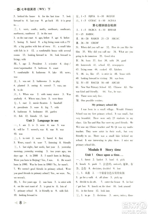 北方妇女儿童出版社2021胜券在握打好基础作业本七年级英语下册WY外研版答案 北方妇女儿童出版社2021胜券在握打好基础作业本七年级英语下册WY外研版答案