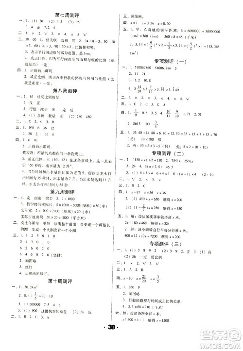 北方妇女儿童出版社2021全程考评一卷通数学六年级下册BS北师版答案 北方妇女儿童出版社2021全程考评一卷通数学六年级下册BS北师版答案