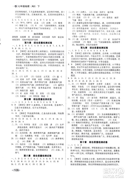 北方妇女儿童出版社2021胜券在握打好基础作业本七年级地理下册RJ人教版答案