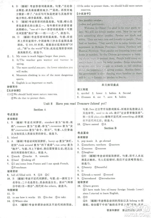 开明出版社2021全品大讲堂八年级下册初中英语人教版参考答案 开明出版社2021全品大讲堂八年级下册初中英语人教版参考答案