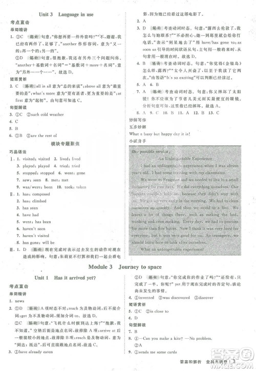 开明出版社2021全品大讲堂八年级下册初中英语外研版参考答案 开明出版社2021全品大讲堂八年级下册初中英语外研版参考答案