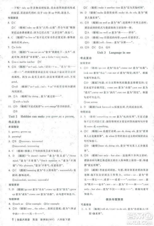 开明出版社2021全品大讲堂八年级下册初中英语外研版参考答案 开明出版社2021全品大讲堂八年级下册初中英语外研版参考答案