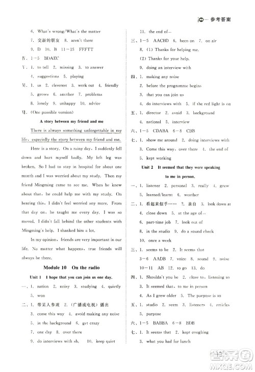 北方妇女儿童出版社2021胜券在握打好基础作业本八年级英语下册WY外研版答案 北方妇女儿童出版社2021胜券在握打好基础作业本八年级英语下册WY外研版答案