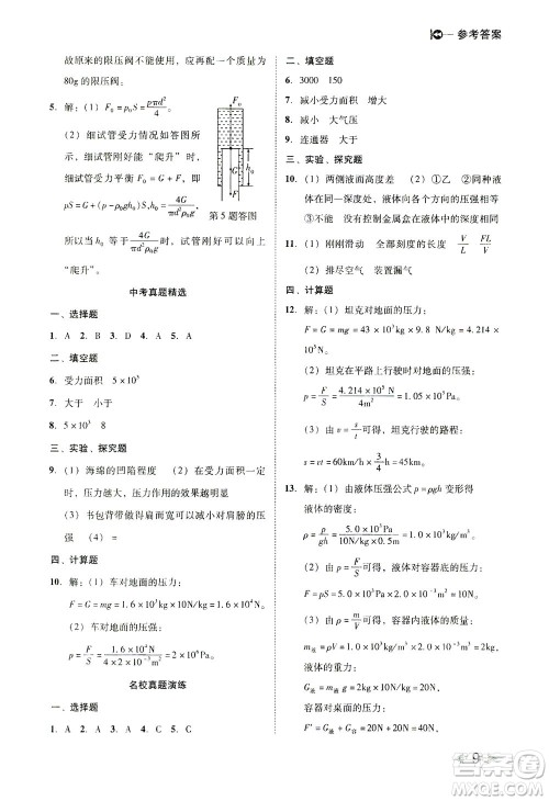 北方妇女儿童出版社2021胜券在握打好基础作业本八年级物理下册RJ人教版答案