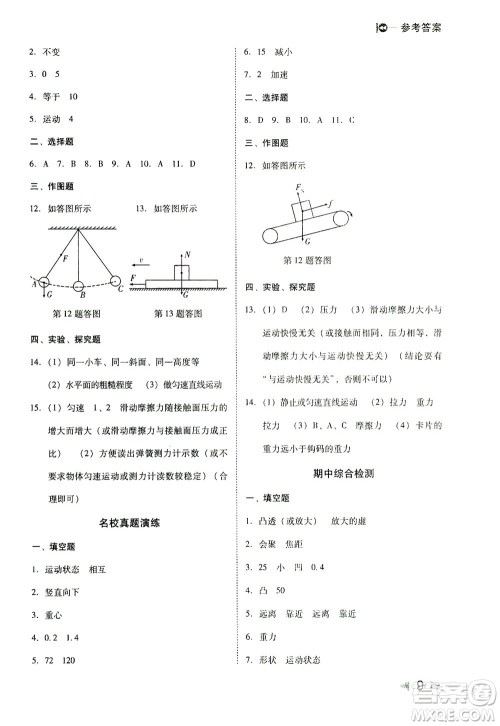 北方妇女儿童出版社2021胜券在握打好基础作业本八年级物理下册BS北师大版答案