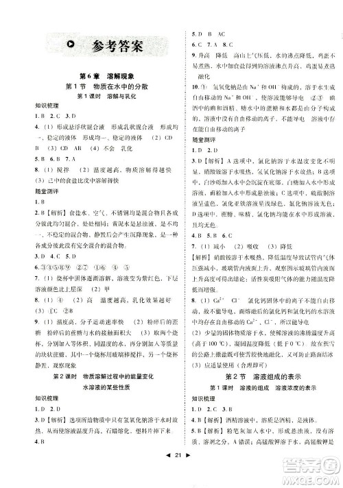 北方妇女儿童出版社2021胜券在握打好基础作业本九年级化学下册HJ沪教版答案