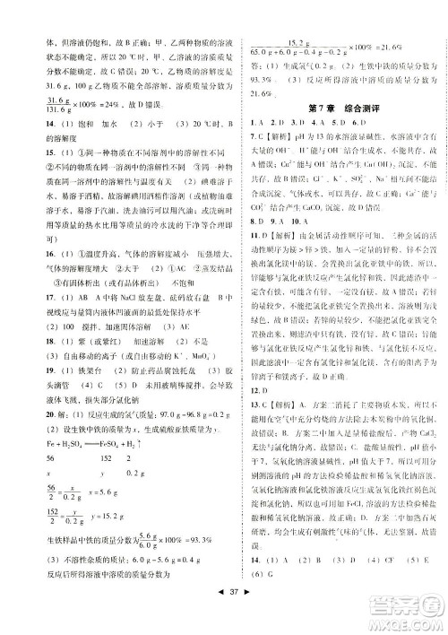北方妇女儿童出版社2021胜券在握打好基础作业本九年级化学下册HJ沪教版答案
