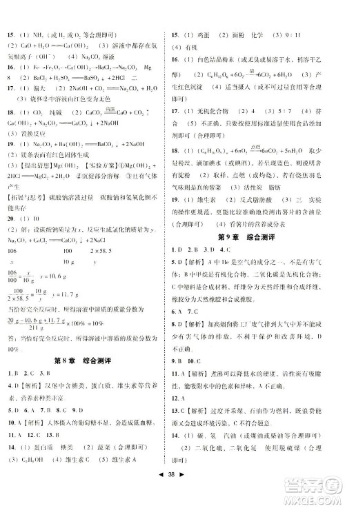 北方妇女儿童出版社2021胜券在握打好基础作业本九年级化学下册HJ沪教版答案