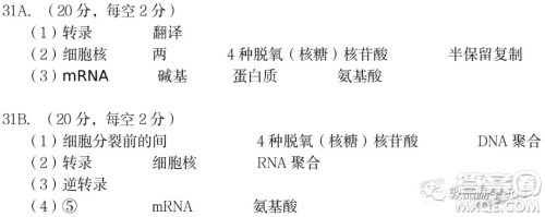 太原市2020-2021学年第二学期高一年级期末考试生物试卷及答案