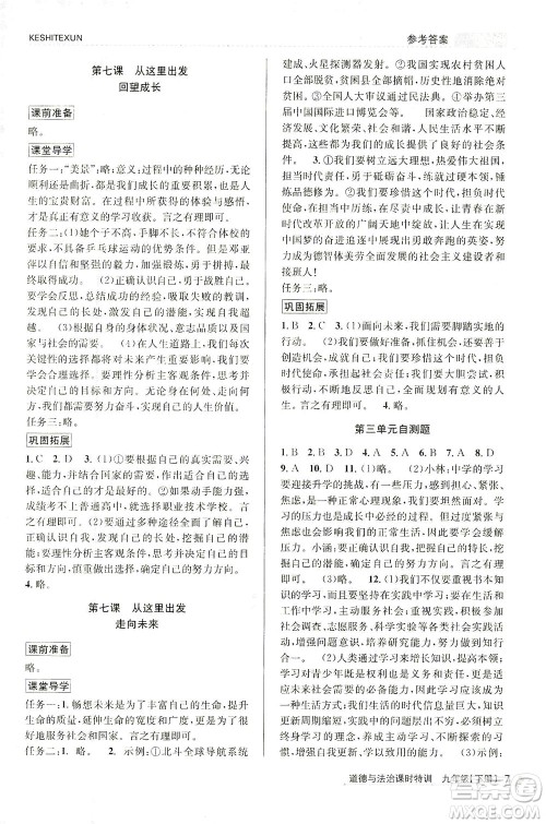 浙江人民出版社2021课时特训九年级道德与法治下册人教版答案 浙江人民出版社2021课时特训九年级道德与法治下册人教版答案