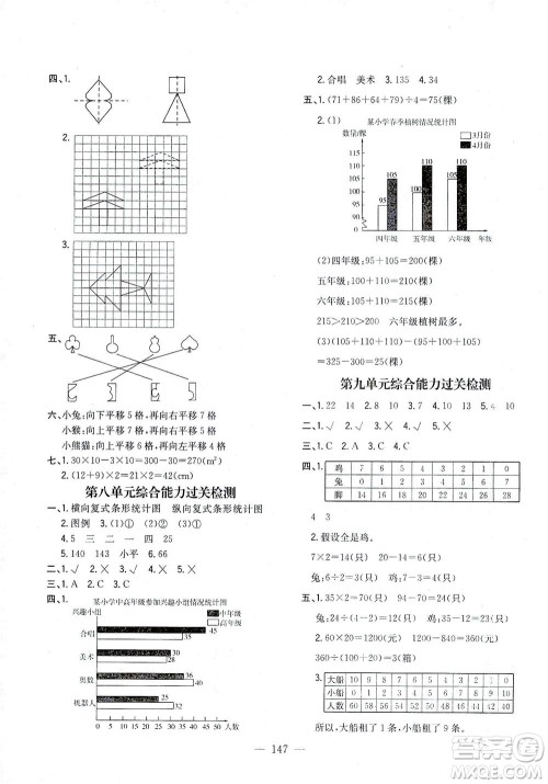 浙江大学出版社2021课时特训优化作业本四年级数学下册人教版答案