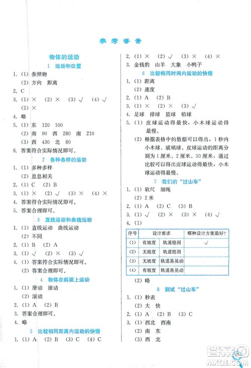 河北美术出版社2021新练习方案科学三年级下册JK教科版答案 河北美术出版社2021新练习方案科学三年级下册JK教科版答案