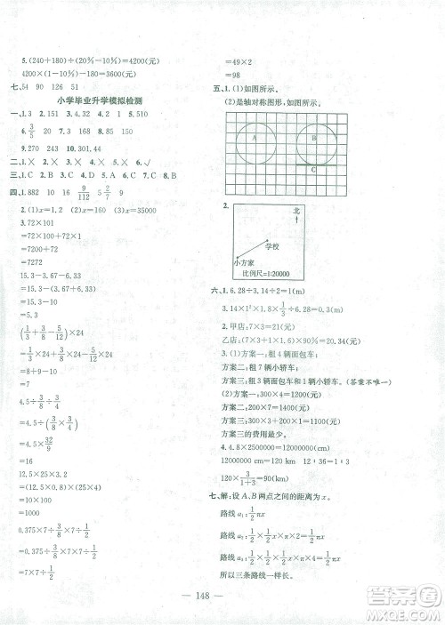 浙江大学出版社2021课时特训优化作业本六年级数学下册人教版答案