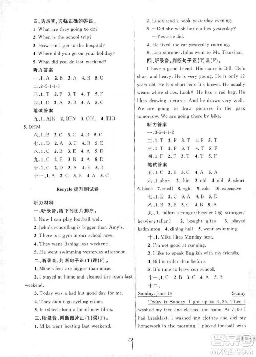 知识出版社2021优化设计单元测试卷六年级下册英语人教版参考答案 知识出版社2021优化设计单元测试卷六年级下册英语人教版参考答案