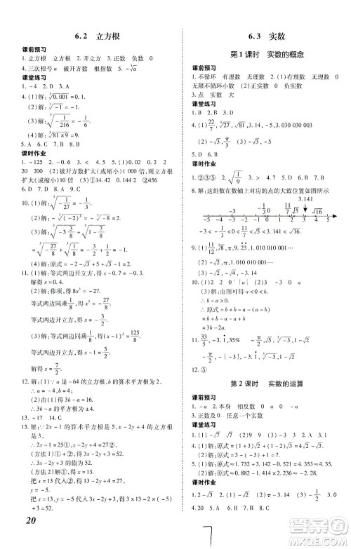 内蒙古少年儿童出版社2021本土攻略七年级数学下册人教版答案